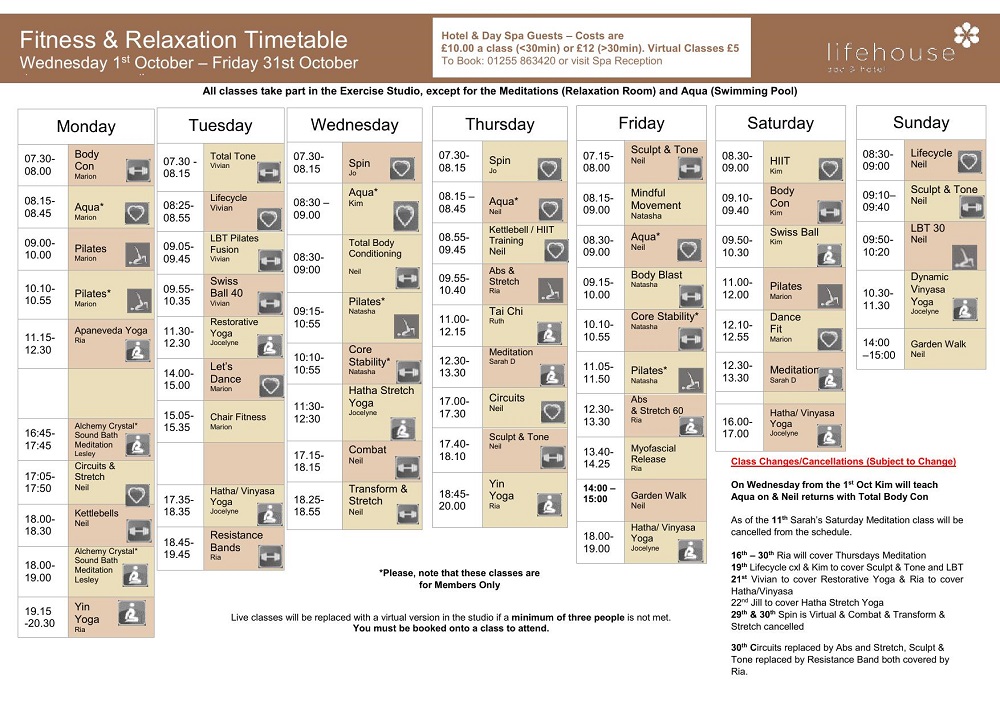 October Activity Schedule