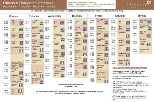 October Activity Schedule