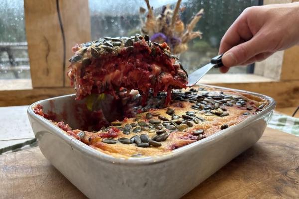 Seasonal, Organic, Vegetable Lasagne. Serves 4.