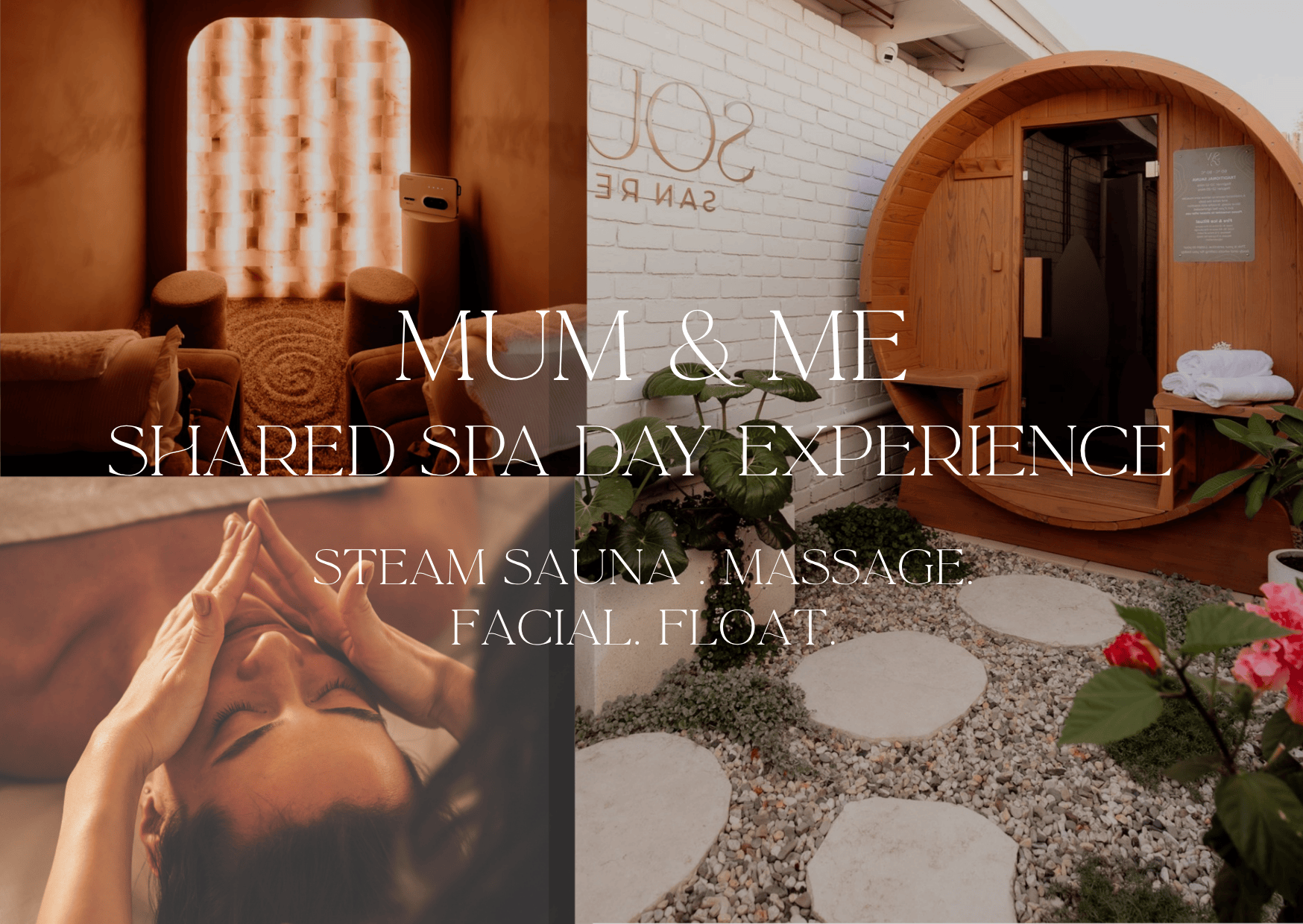 Mum & Me - Sauna, Float, Massage, Facial, - Shared Spa Day Experience