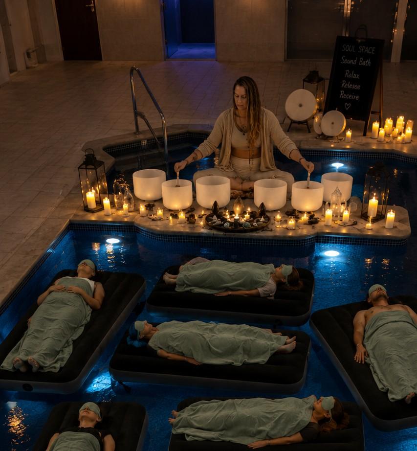 Floating Sound Bath 8-9pm includes Spa Access from 6pm
