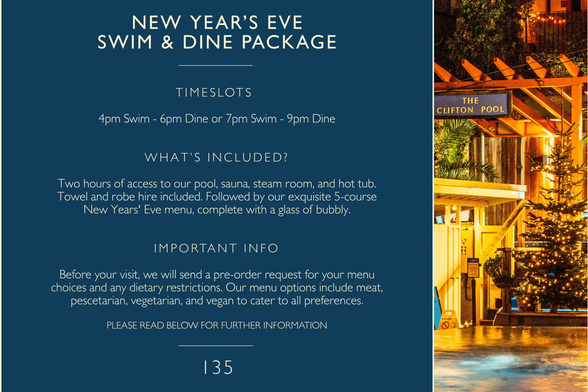 New Years' Eve Swim & Dine