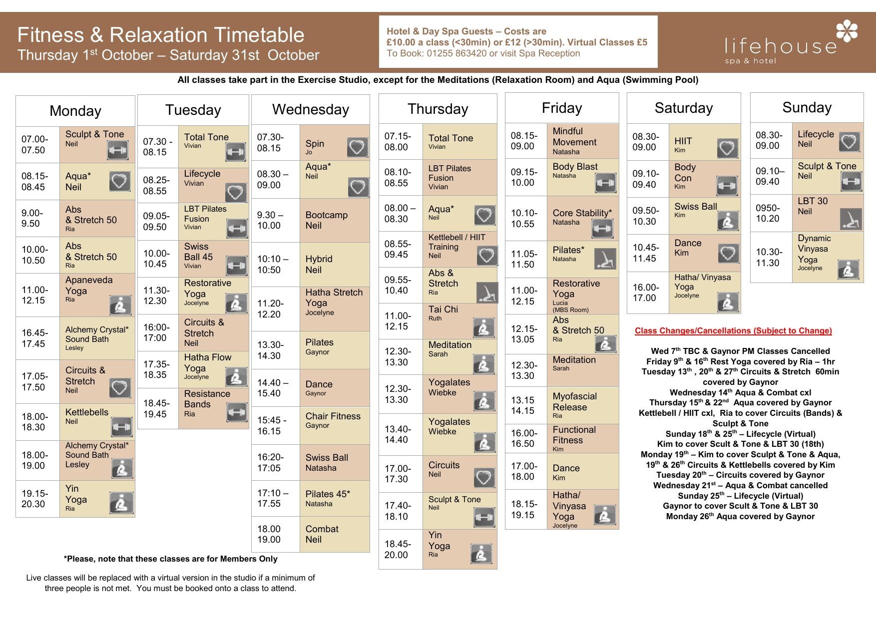 October Activity Schedule