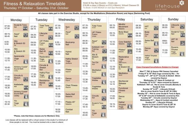 October Activity Schedule