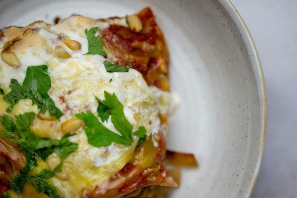 Seasonal, Organic, Vegetable Lasagne. Serves 4.