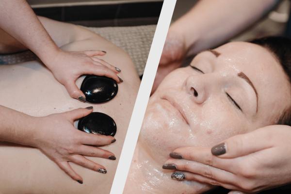 Hot Stone Back Massage and Reviving Facial